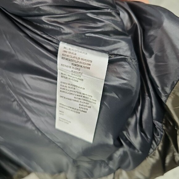 Calvin Klein Duck Down Puffer Jacket Womens Size M Brown Faux Fur Trim Hood - Picture 9 of 10